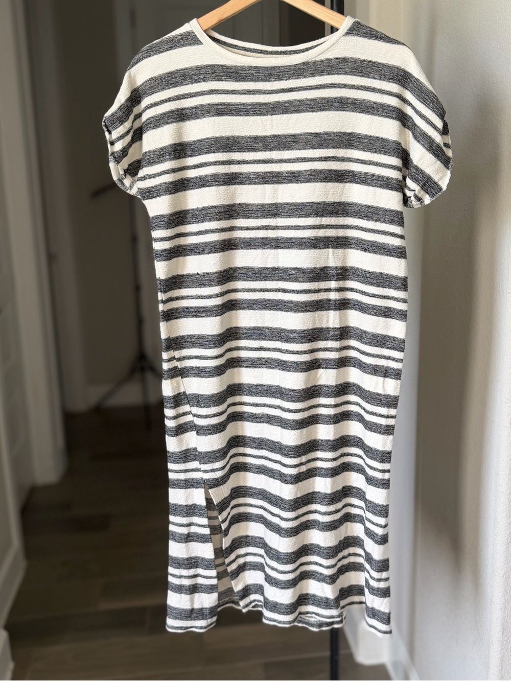 Zara Trafaluc Black and White Striped Midi Dress S